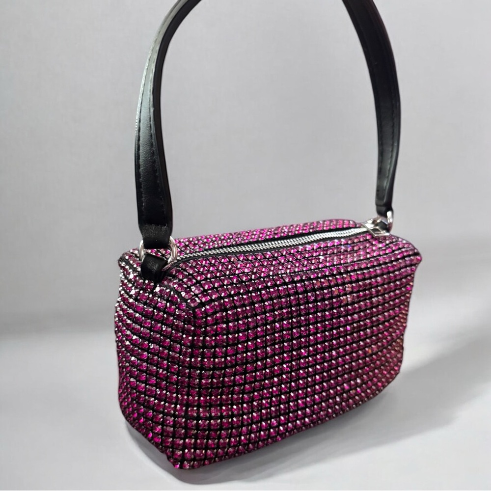 Unbranded NEW Pink Heiress Style Rhinestone Clutch Bag with crossbody strap